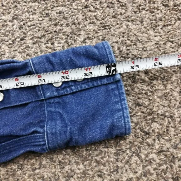 Vintage Carhartt Denim Pearl Snap Shirt Mens Medium Blue Heavy Western Work S141 - Picture 8 of 10